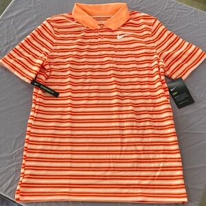 Nike Youth Vibrant Orange Striped Polo sz Y XL